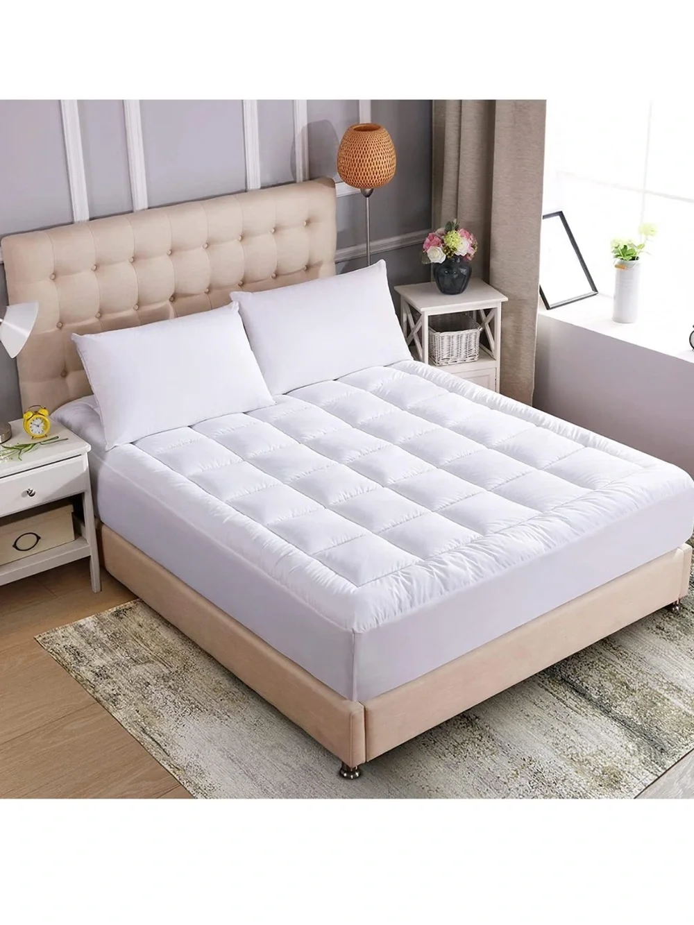 White Waterproof Mattress Topper queen size Pad